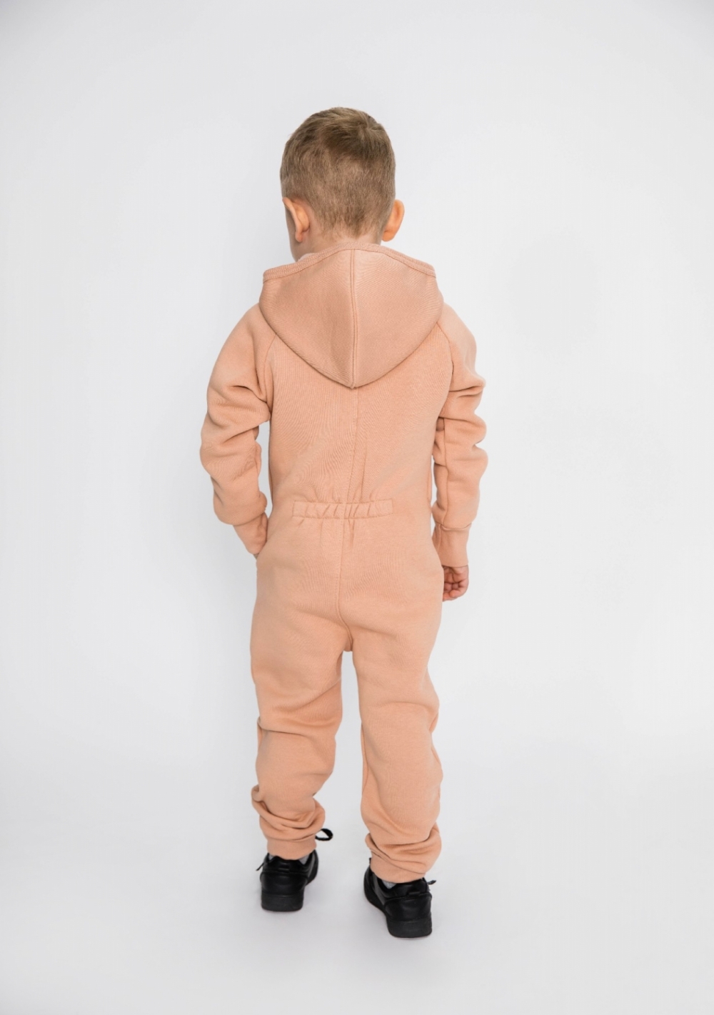 318-К. Комбинезон на молнии с капюшоном,  капучино, хлопок 65%, 35% ПЭ, 3 нитка толстовка (начёс) 86,92,98,104