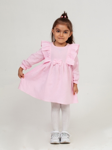 Купить 321-Р. Платье из муслина детское, хлопок 100% розовый, р. 74,80,86,92 в Северодвинске